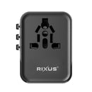 Rixus RX3425 World Travel Adapter 25W With 3 USB Ports Black