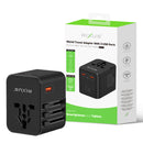 Rixus RX3425 World Travel Adapter 25W With 3 USB Ports Black