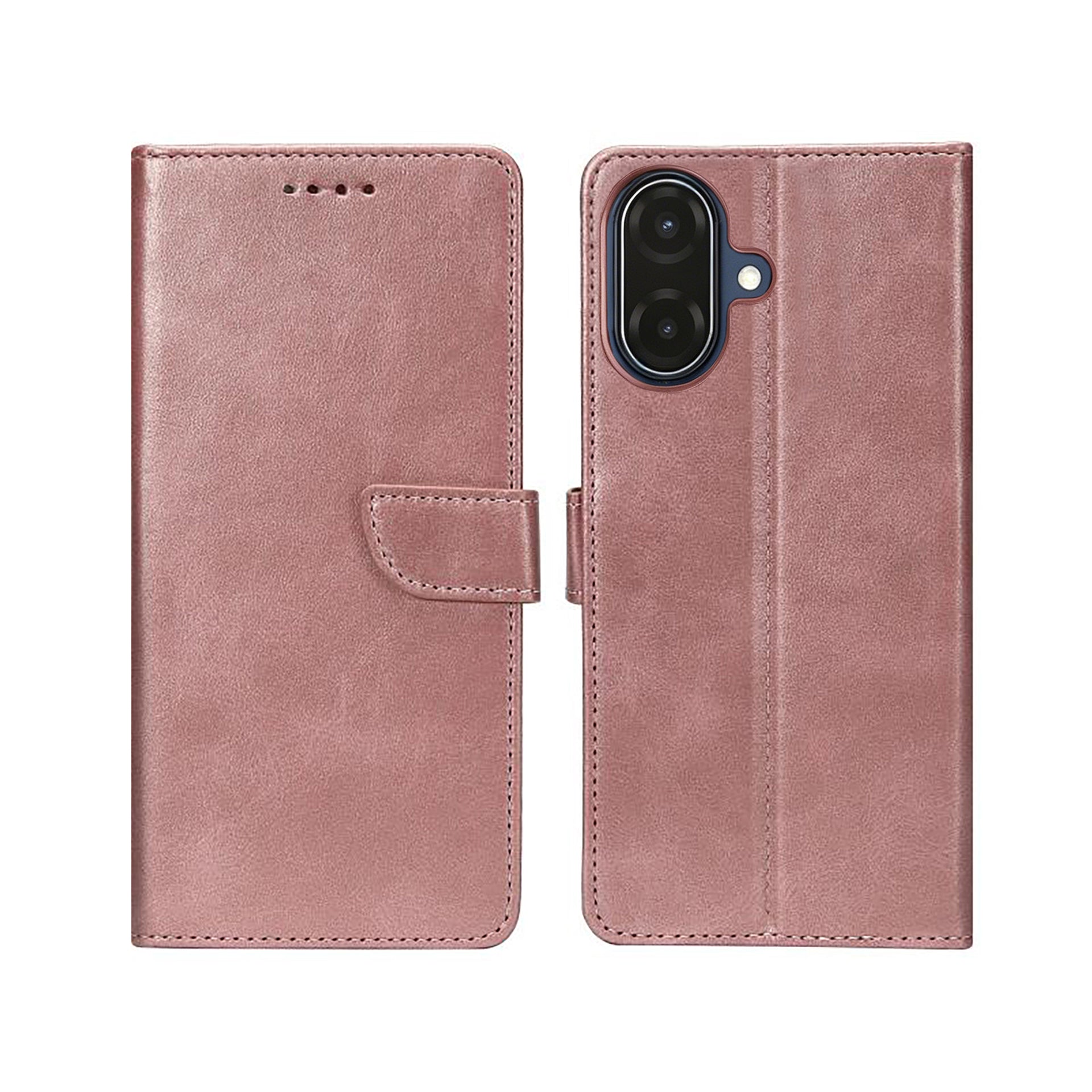Rixus Bookcase For Samsung Galaxy A07, A08 Pink