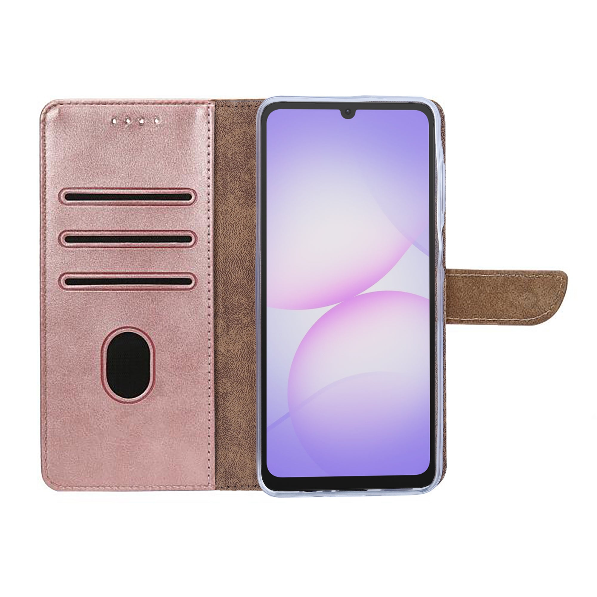Rixus Bookcase For Samsung Galaxy A07, A08 Pink