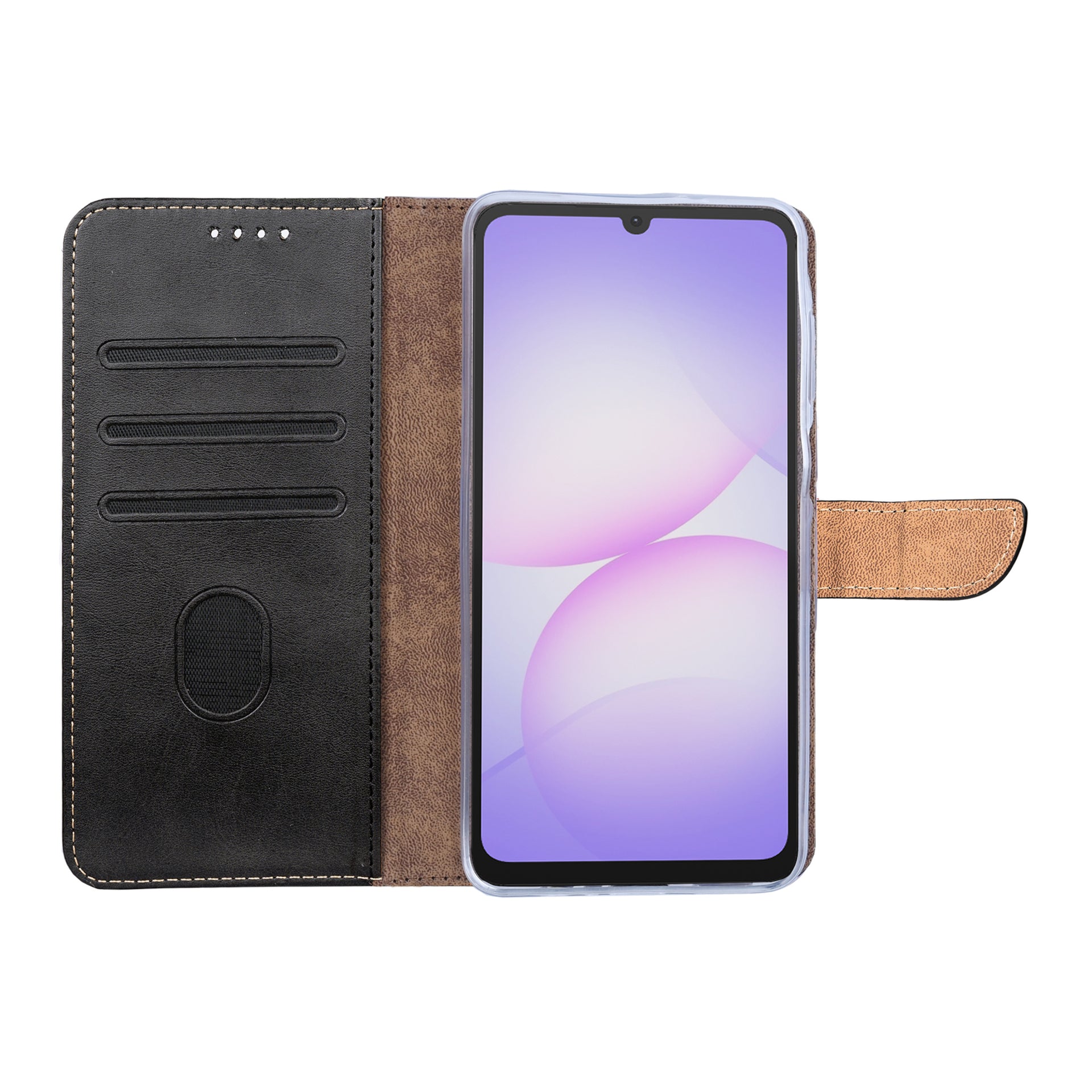Rixus Bookcase For Samsung Galaxy A07, A08 Black