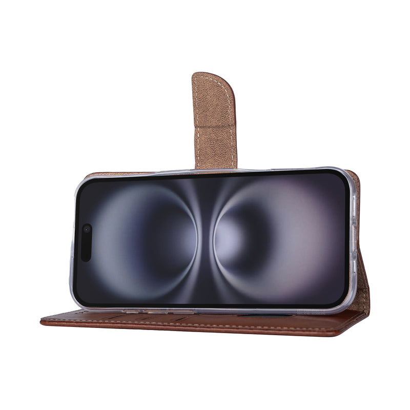 Rixus Bookcase For iPhone 17 Brown