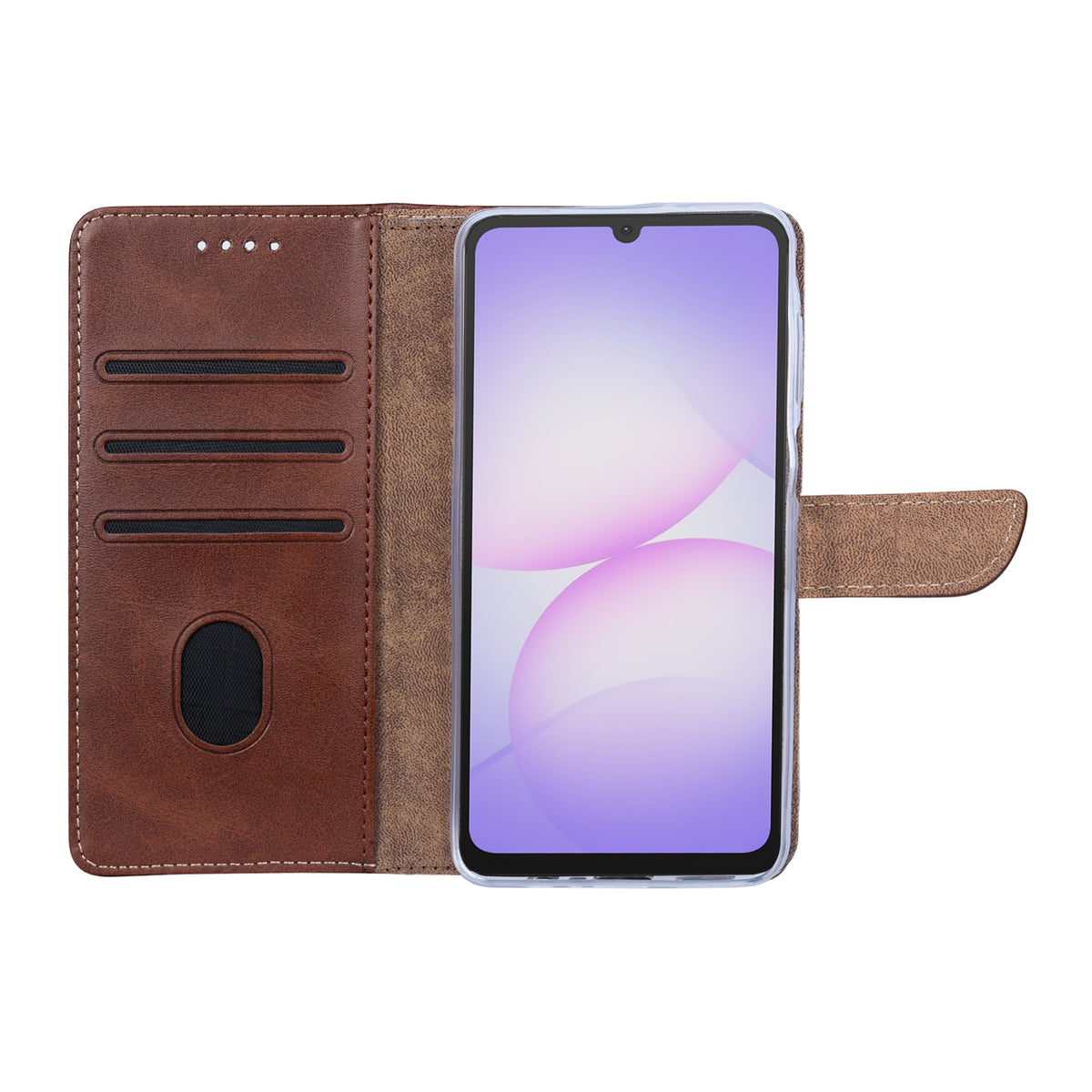 Rixus Bookcase For Samsung Galaxy A07, A08 Brown