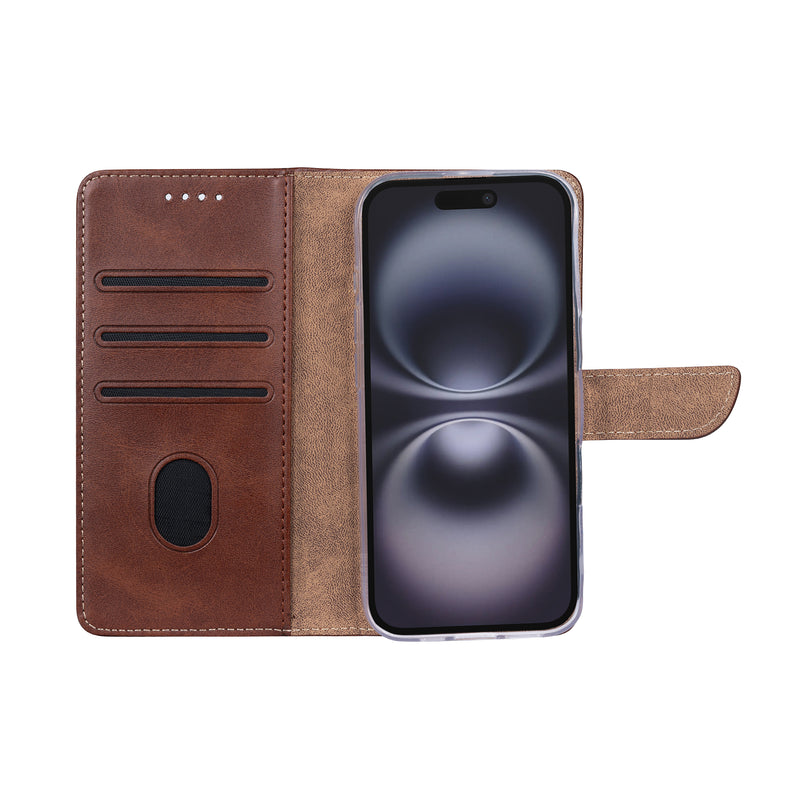 Rixus Bookcase For iPhone 17 Brown