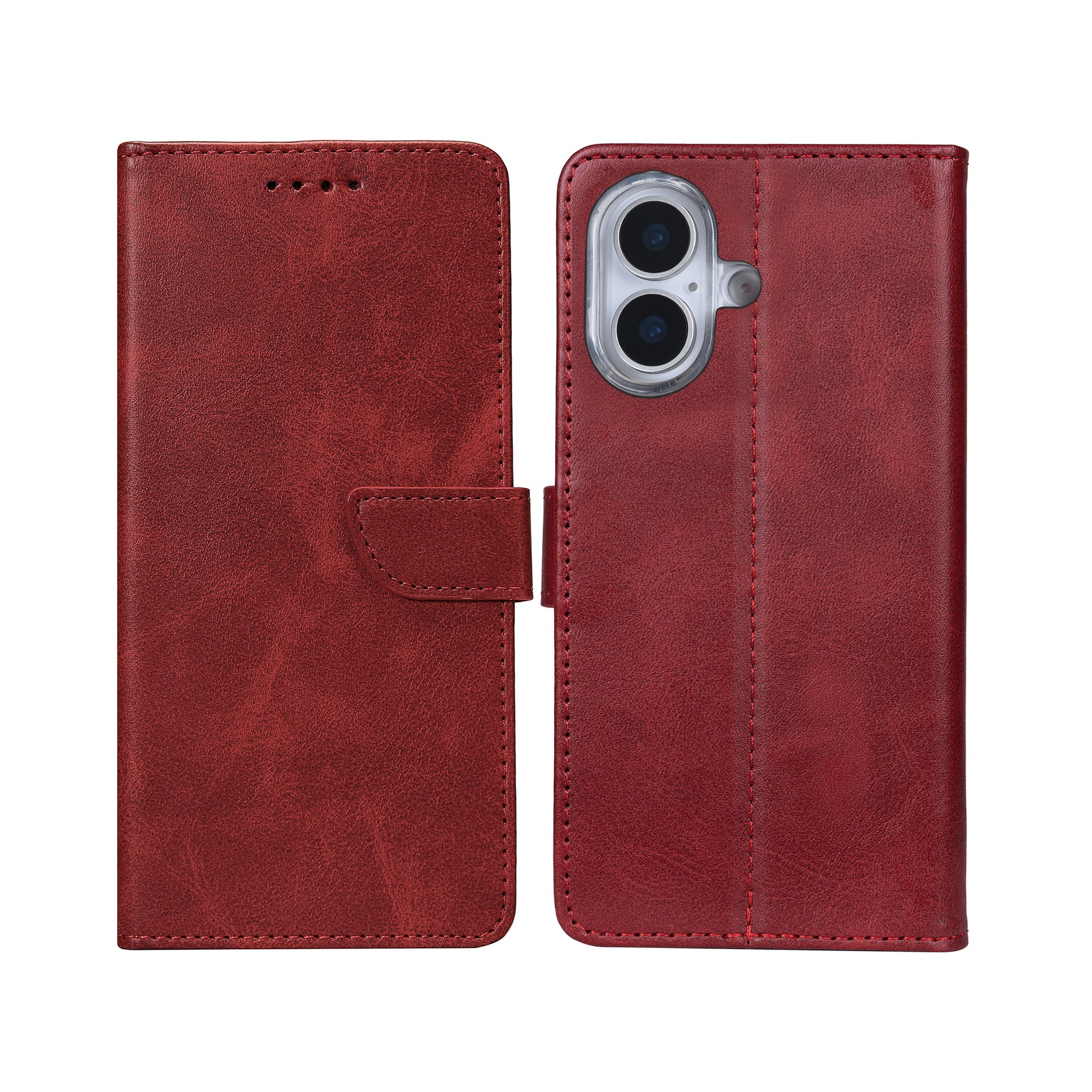 Rixus Bookcase For Apple iPhone 17 Dark Red