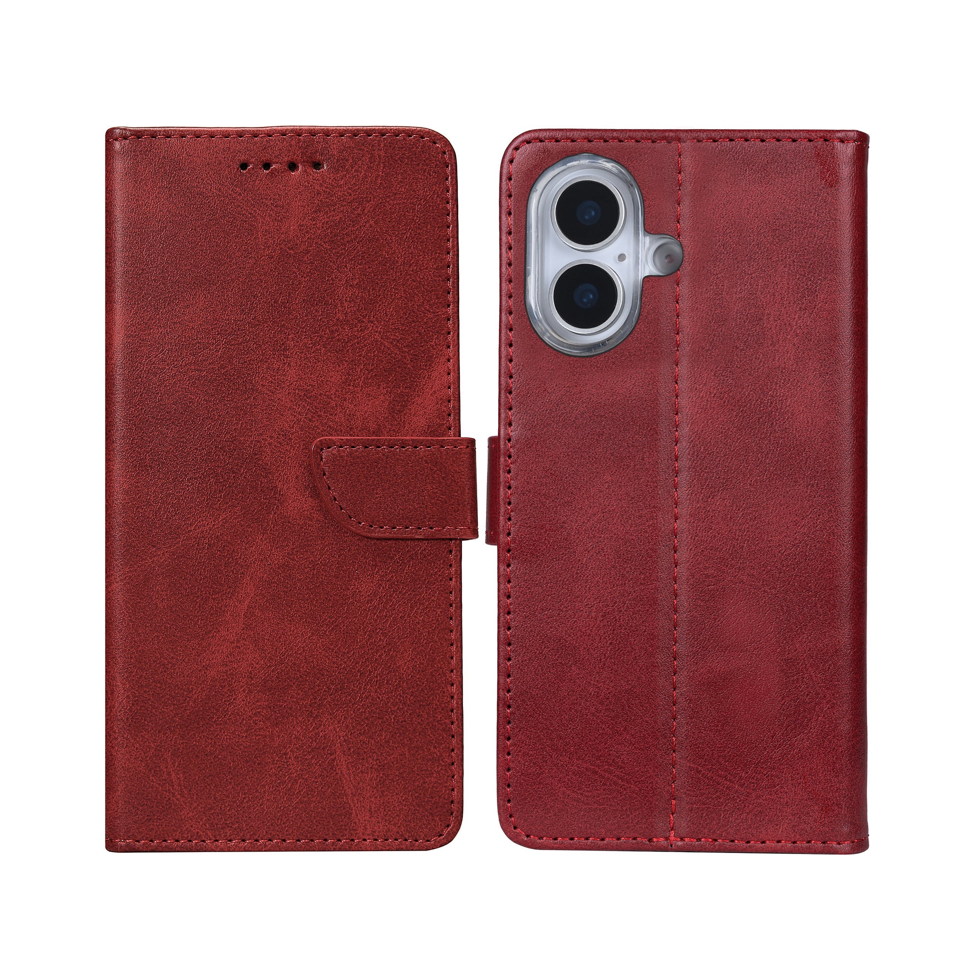 Rixus Bookcase For Apple iPhone 17 Dark Red