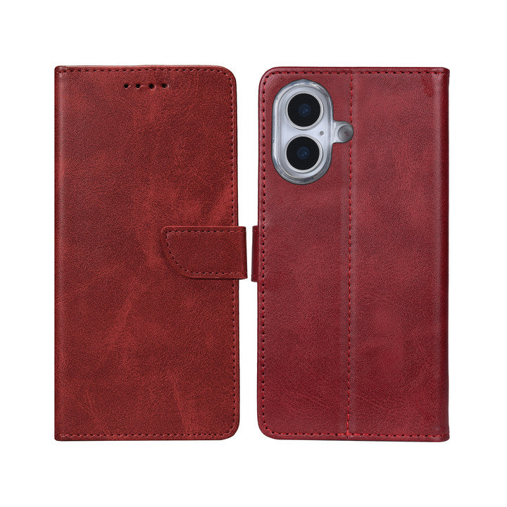 Rixus Bookcase For iPhone 17 Dark Red