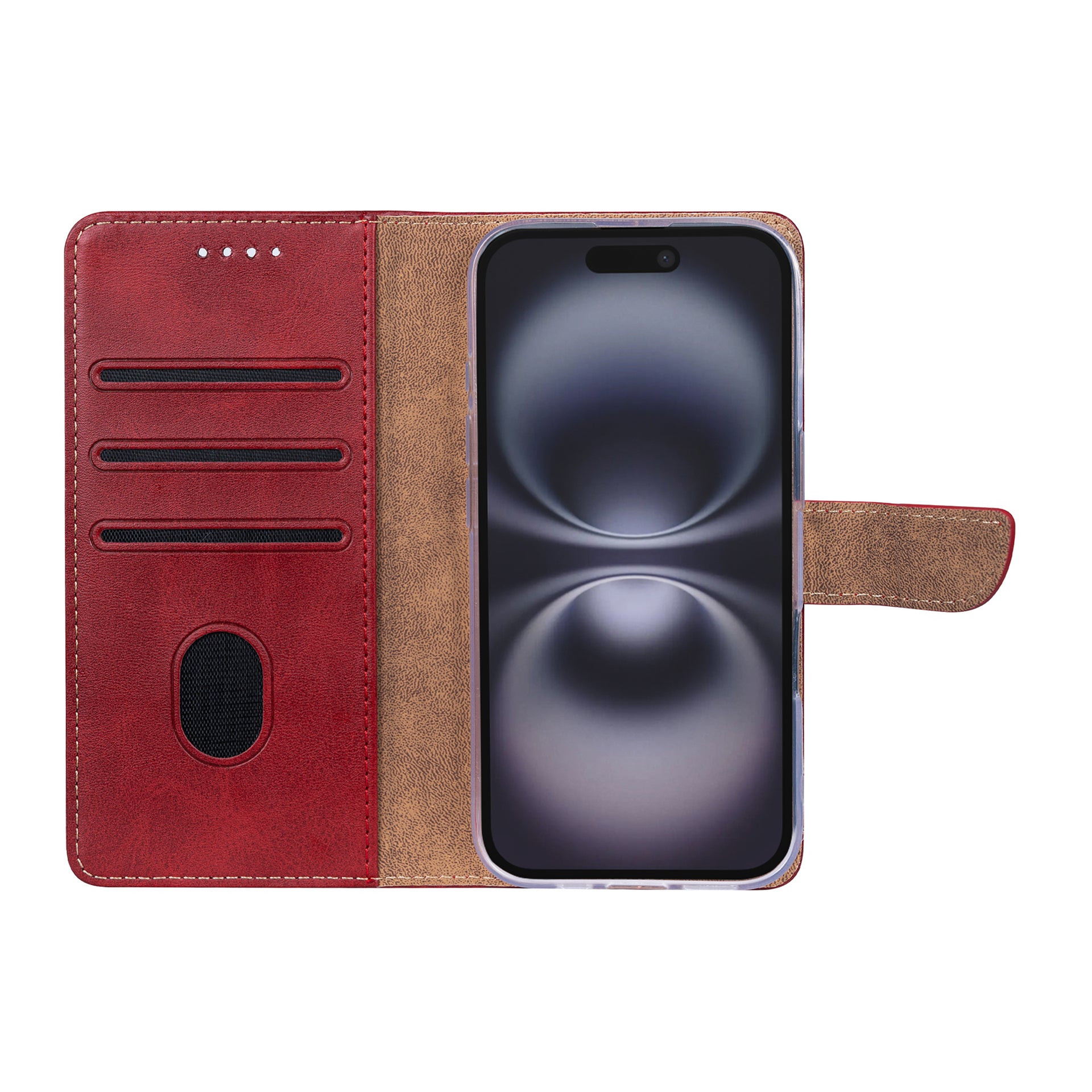 Rixus Bookcase For Apple iPhone 17 Dark Red