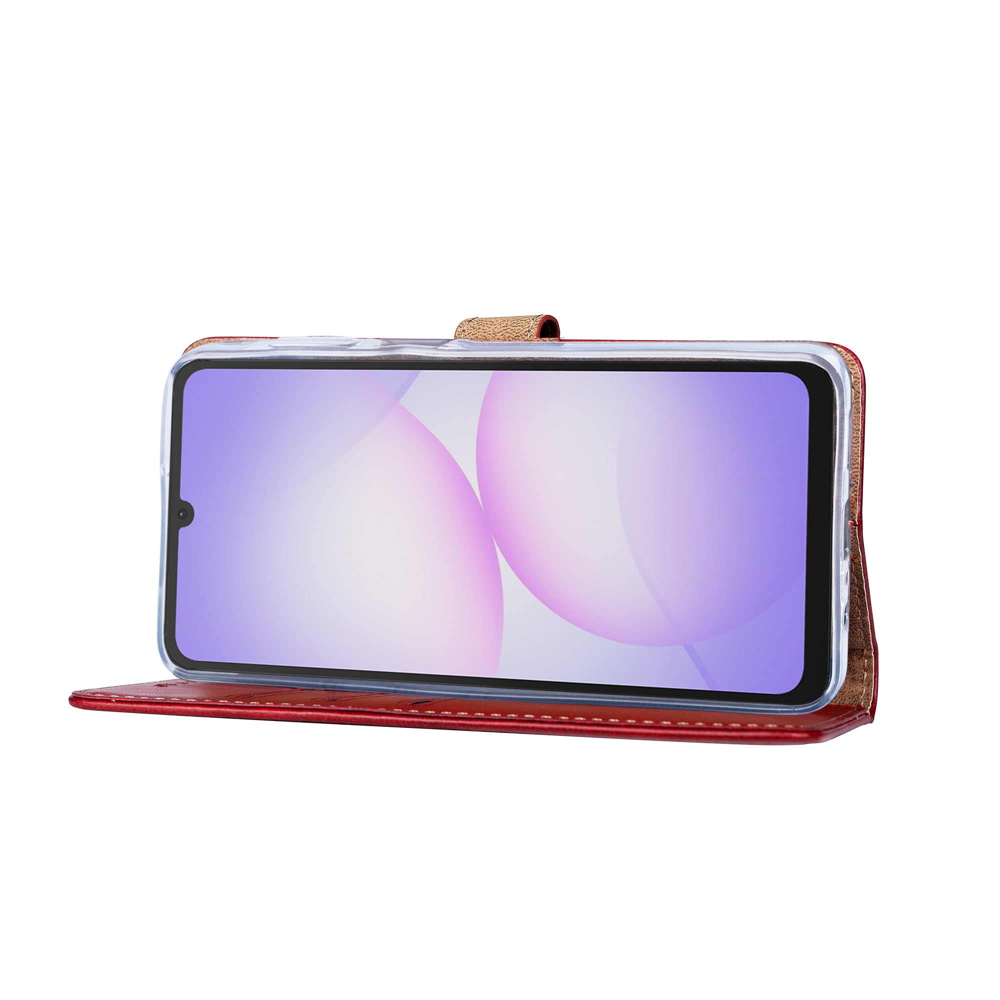 Rixus Bookcase For Samsung Galaxy A07, A08 Dark Red