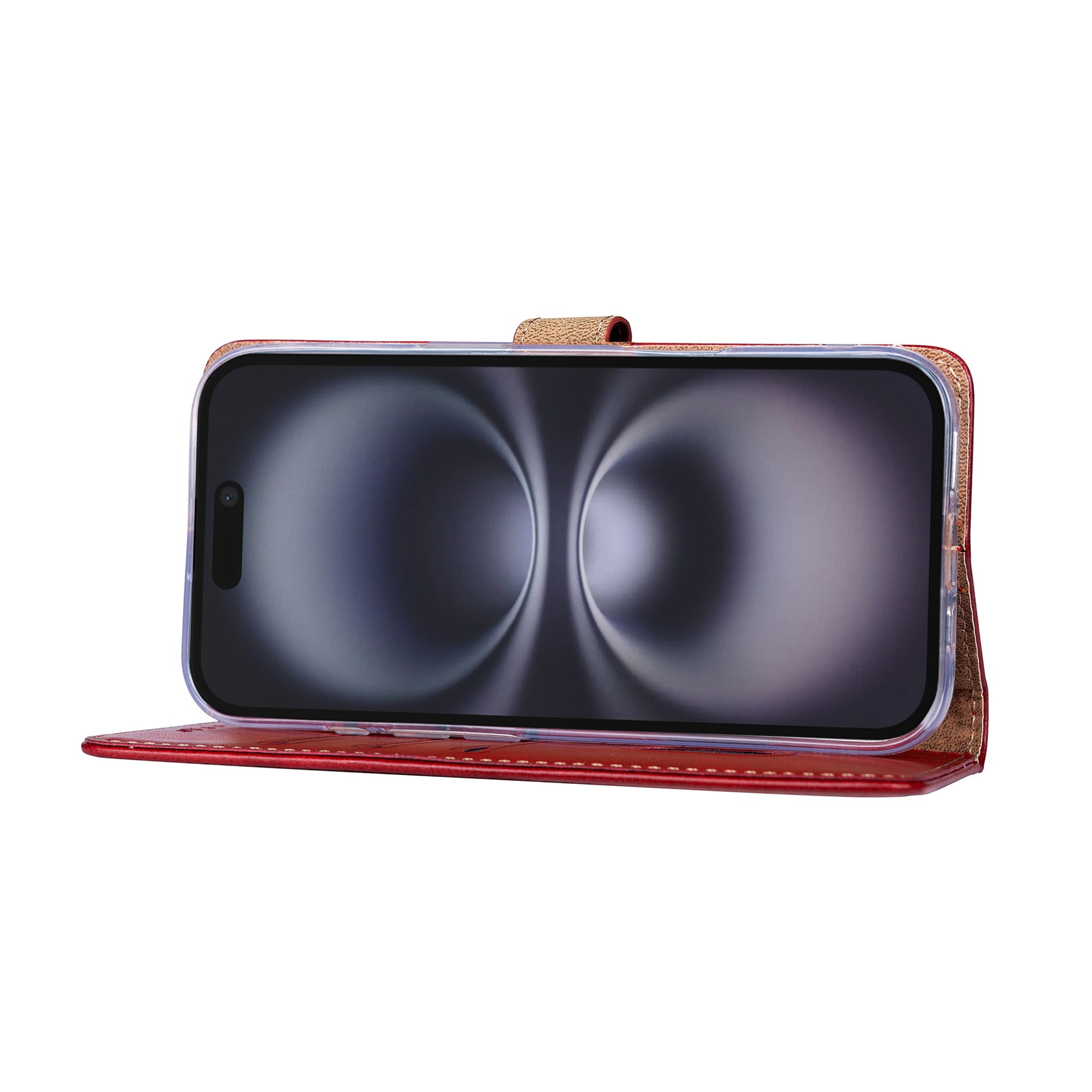 Rixus Bookcase For Apple iPhone 17 Dark Red