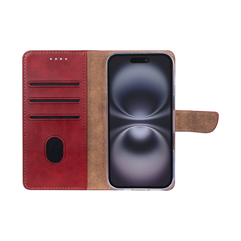 Rixus Bookcase For iPhone 17 Dark Red