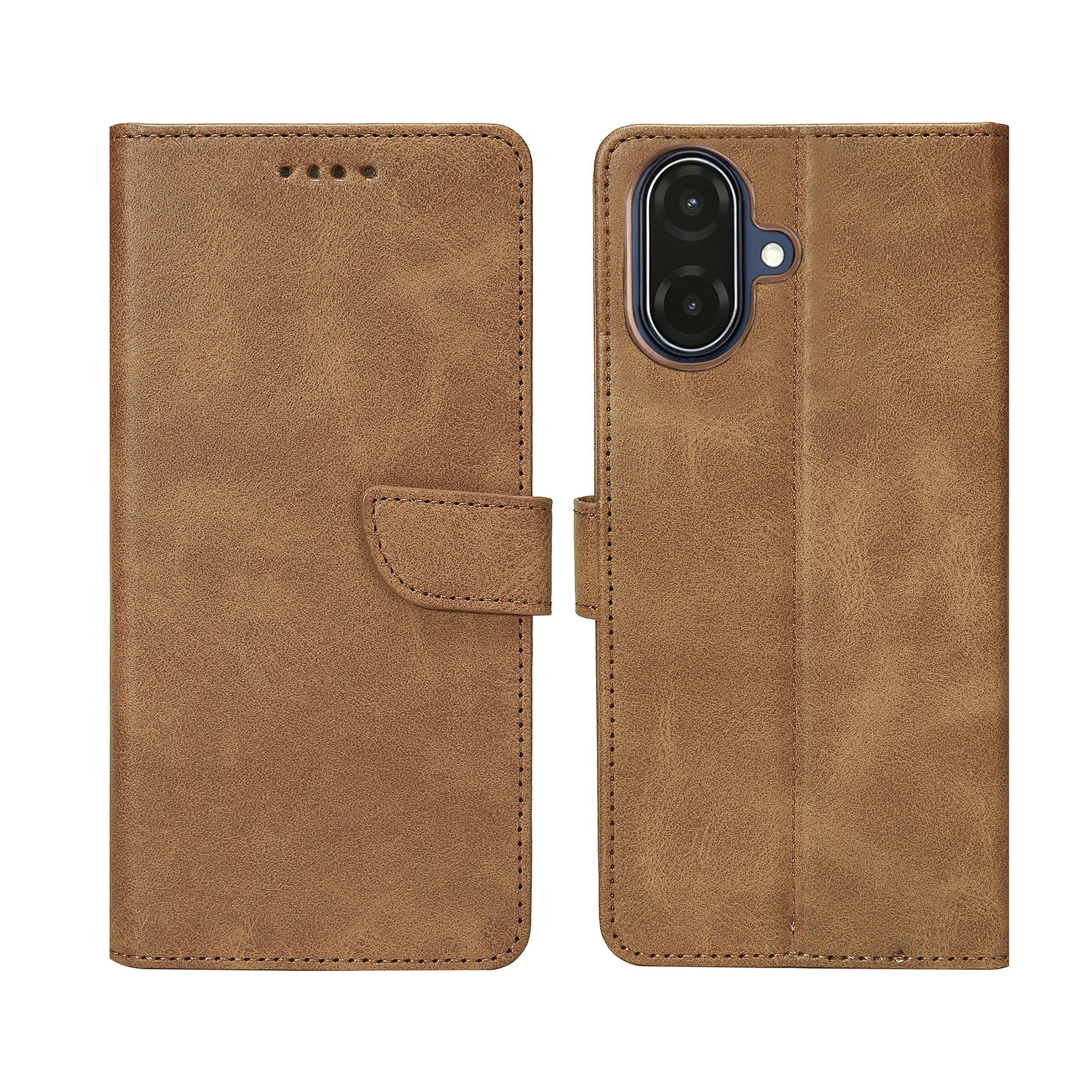 Rixus Bookcase For Samsung Galaxy A07, A08 Light Brown