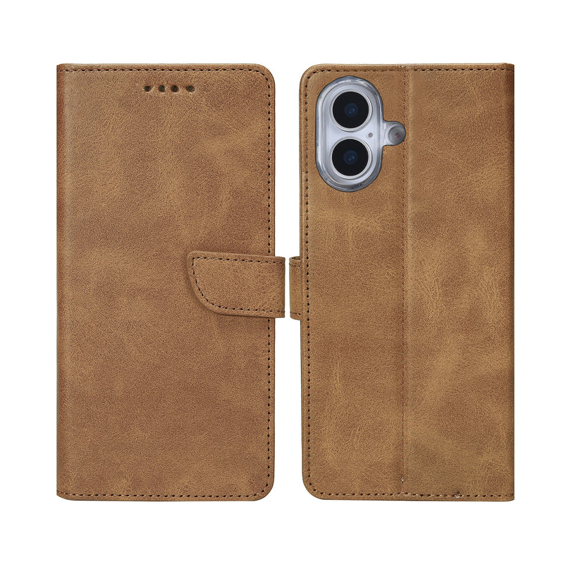 Rixus Bookcase For iPhone 17 Light Brown