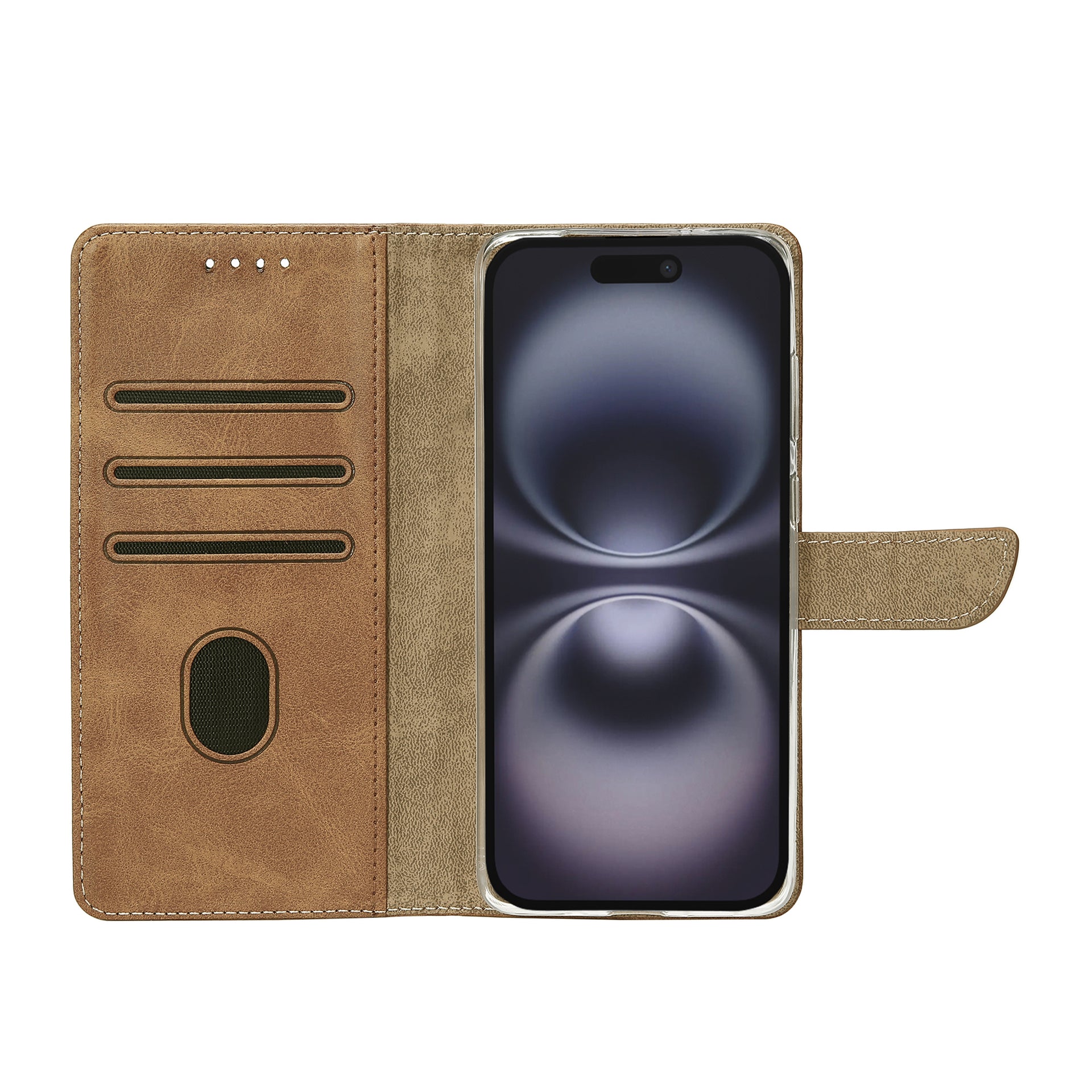 Rixus Bookcase For Apple iPhone 17 Light Brown