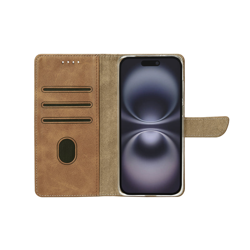 Rixus Bookcase For iPhone 17 Light Brown