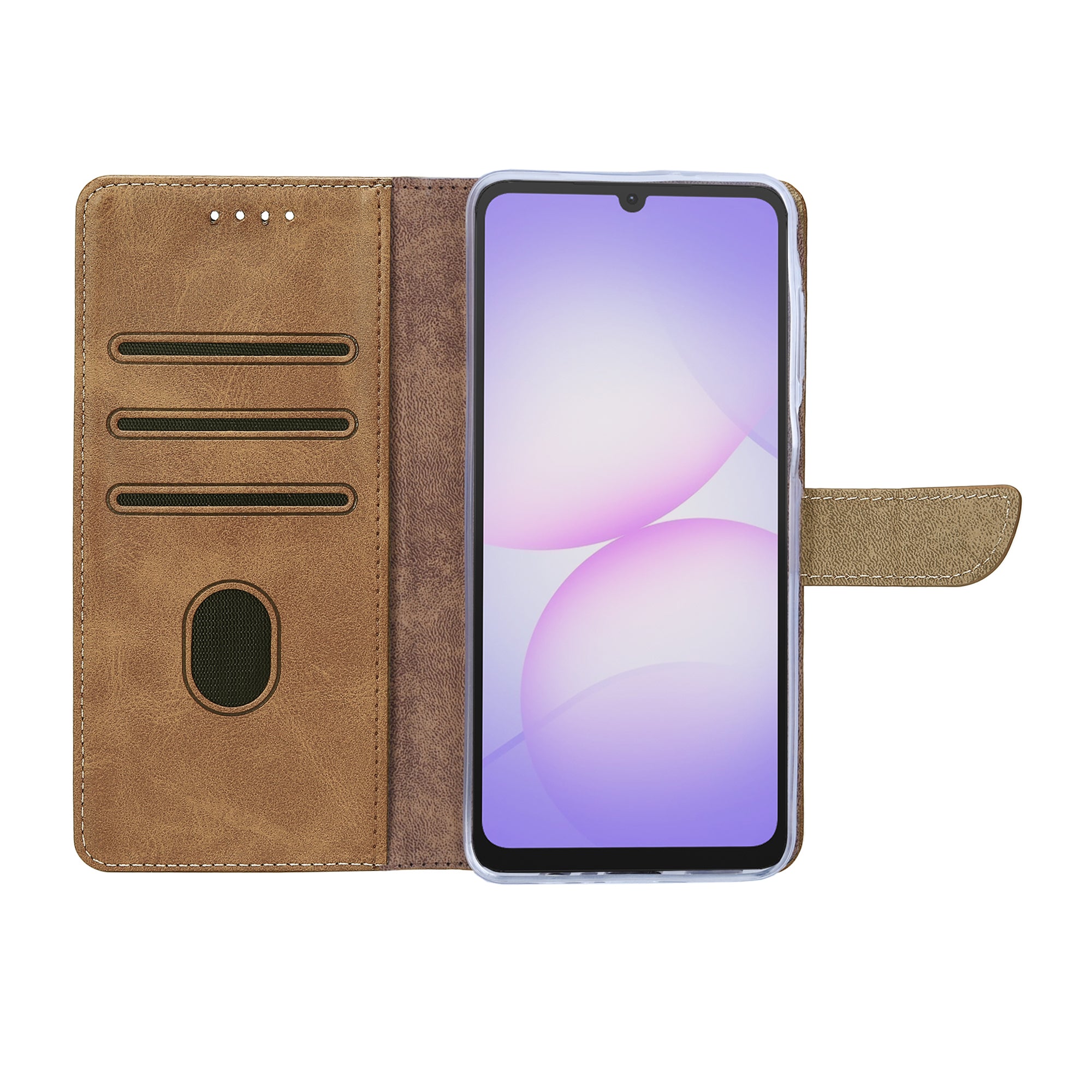 Rixus Bookcase For Samsung Galaxy A07, A08 Light Brown
