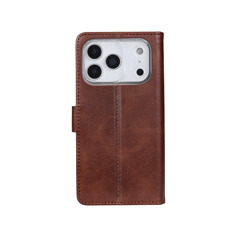 Rixus Bookcase For iPhone 17 Pro Brown