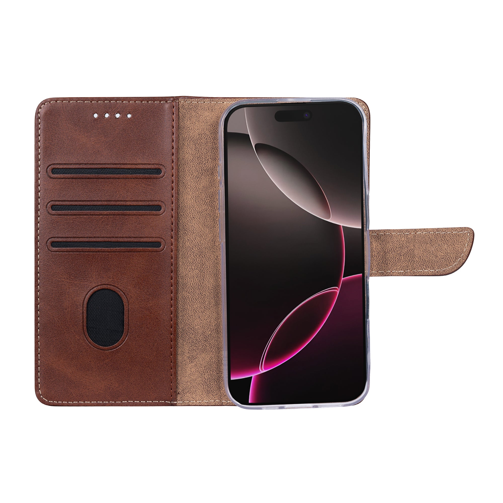 Rixus Bookcase For Apple iPhone 17 Pro Brown