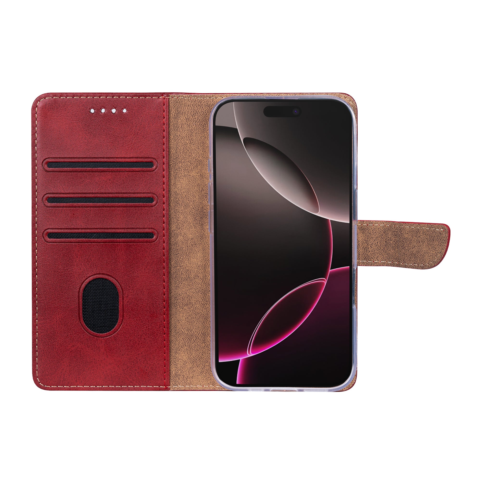 Rixus Bookcase For Apple iPhone 17 Pro Dark Red