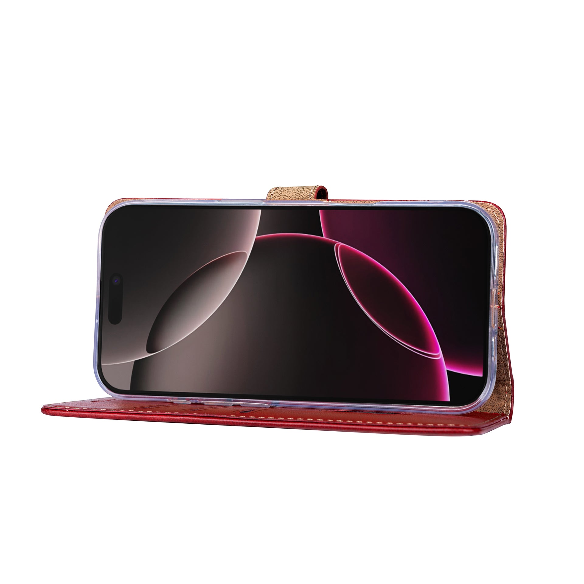 Rixus Bookcase For Apple iPhone 17 Pro Dark Red