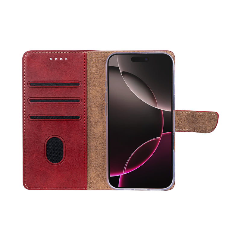 Rixus Bookcase For iPhone 17 Pro Dark Red