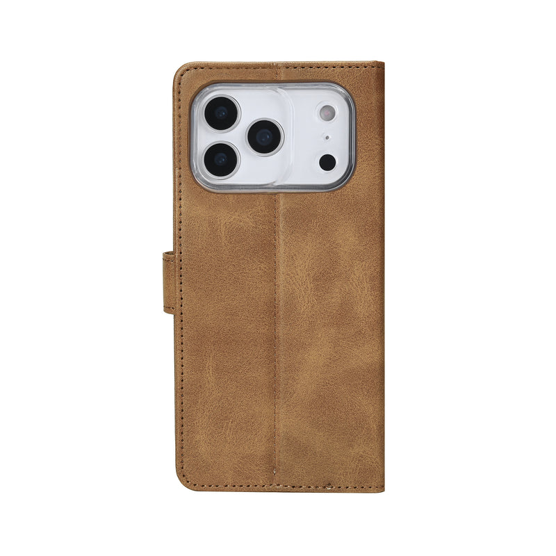 Rixus Bookcase For iPhone 17 Pro Light Brown