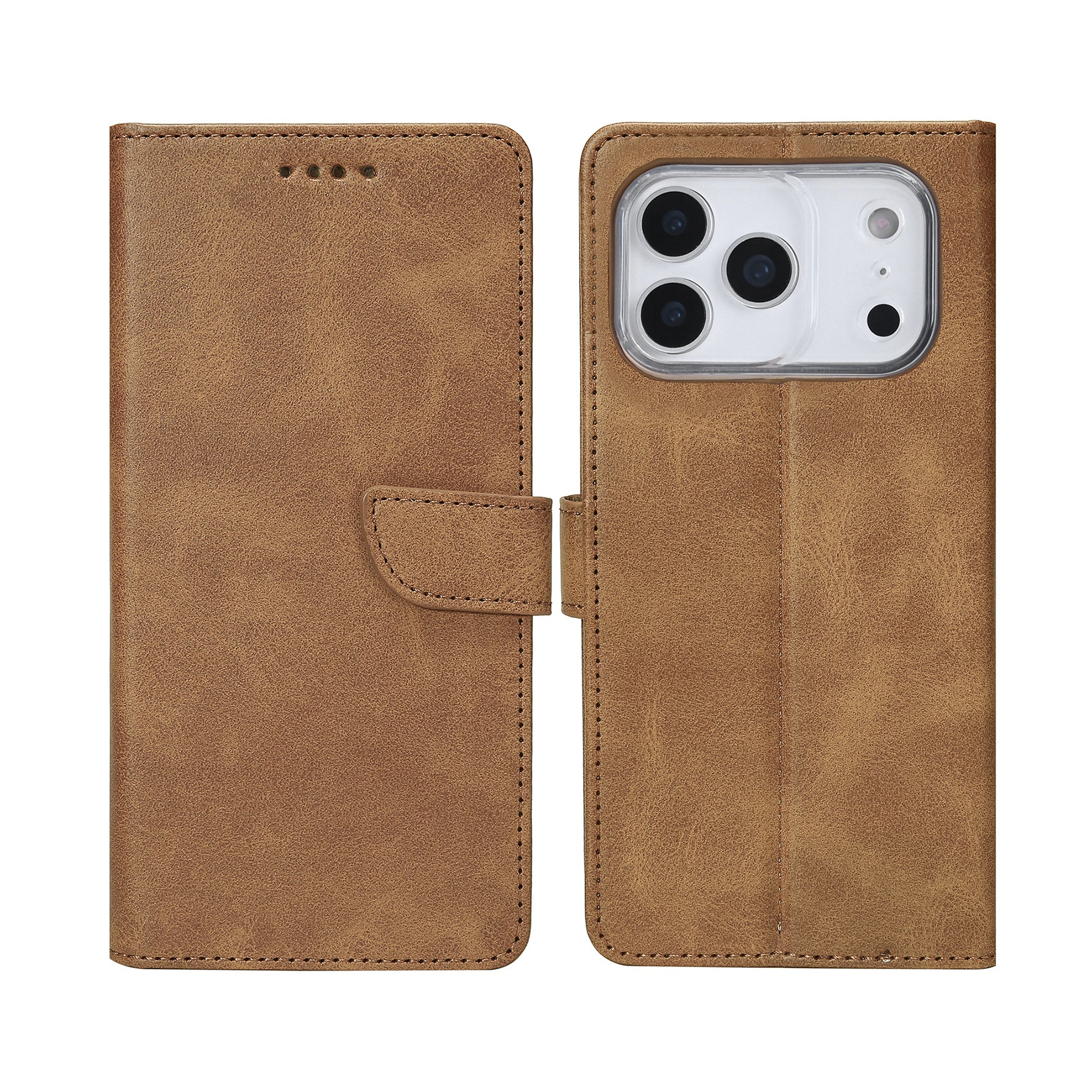 Rixus Bookcase For Apple iPhone 17 Pro Light Brown