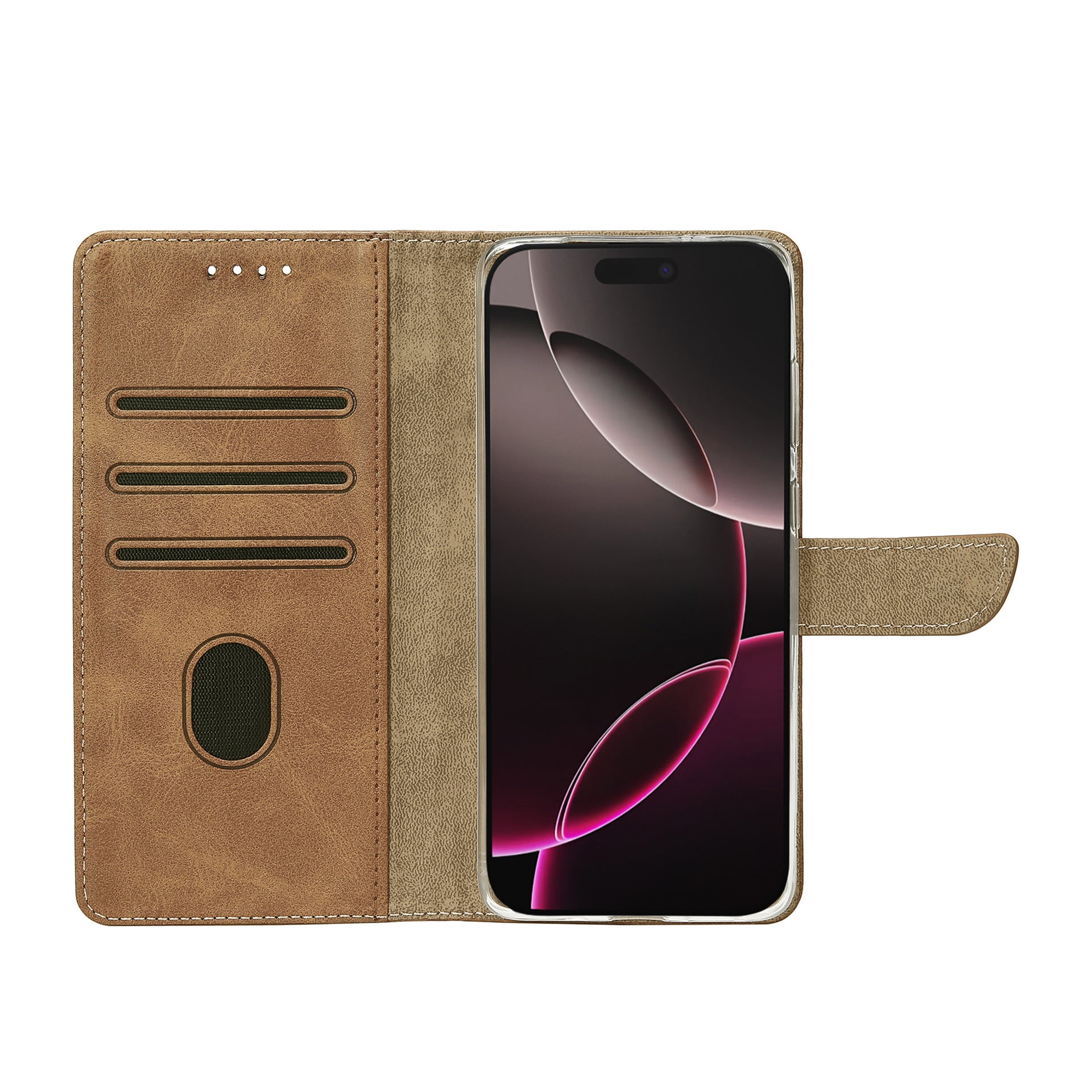 Rixus Bookcase For Apple iPhone 17 Pro Light Brown