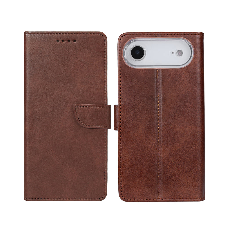 Rixus Bookcase For iPhone 17 Air Brown
