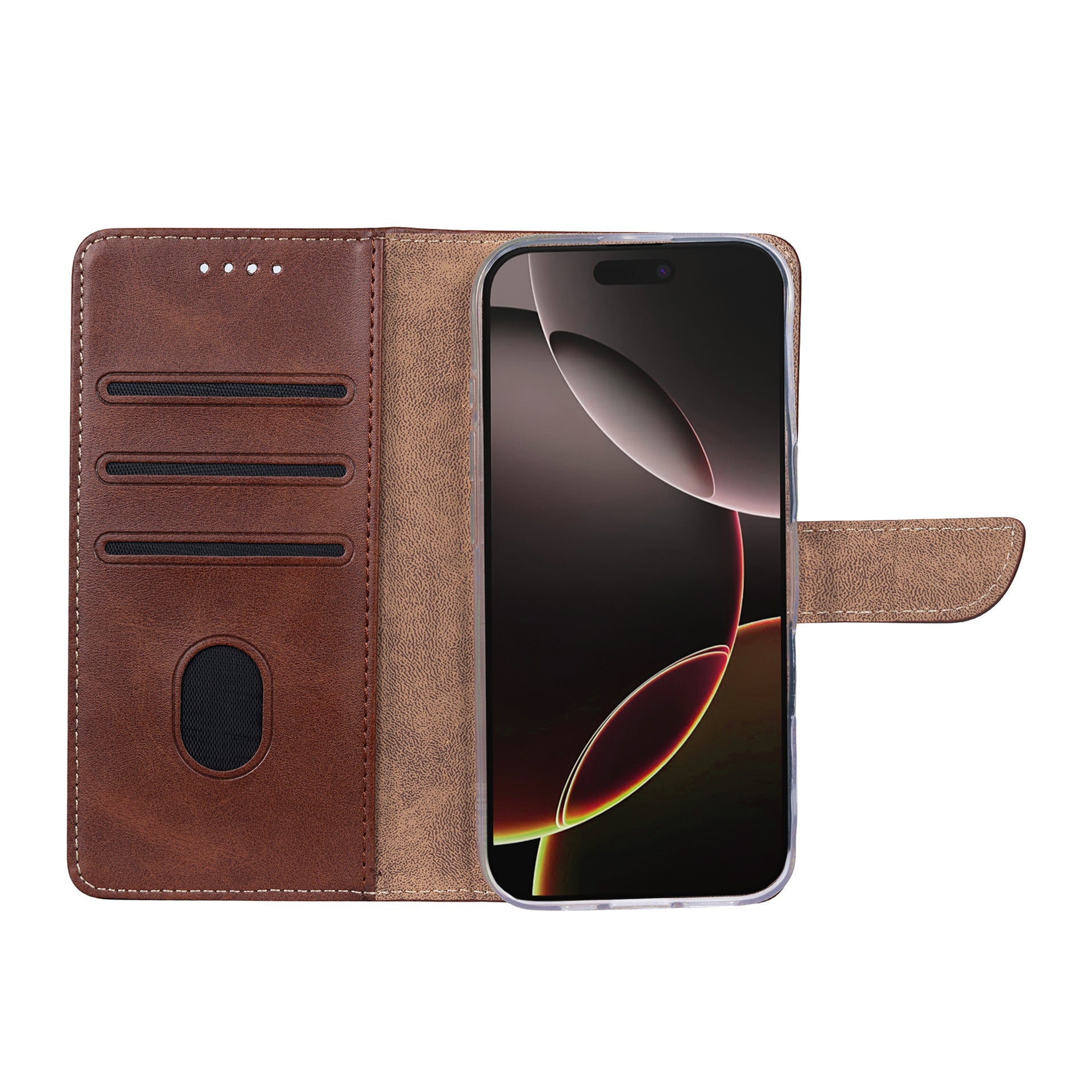 Rixus Bookcase For Apple iPhone 17 Air Brown