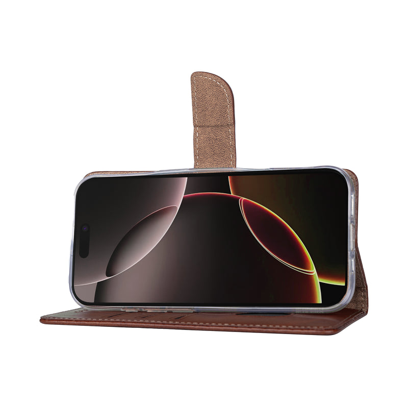 Rixus Bookcase For iPhone 17 Air Brown