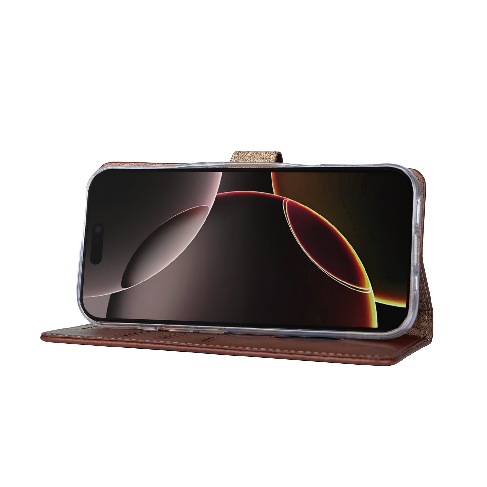 Rixus Bookcase For Apple iPhone 17 Air Brown