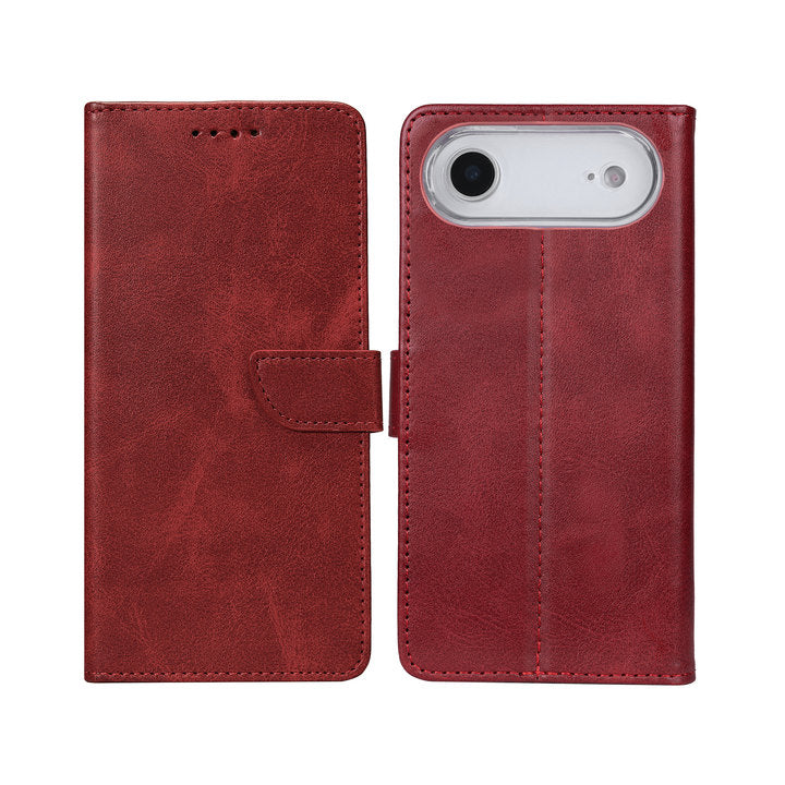 Rixus Bookcase For iPhone 17 Air Dark Red