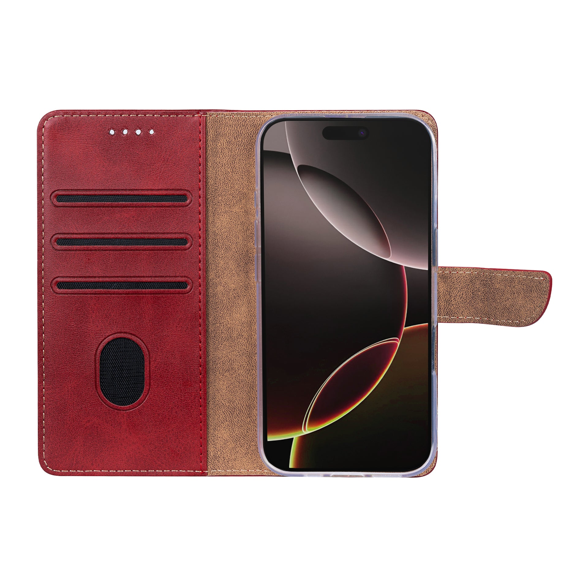 Rixus Bookcase For Apple iPhone 17 Air Dark Red