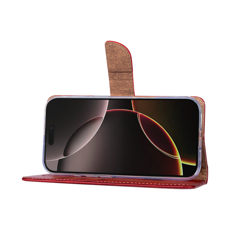 Rixus Bookcase For iPhone 17 Air Dark Red