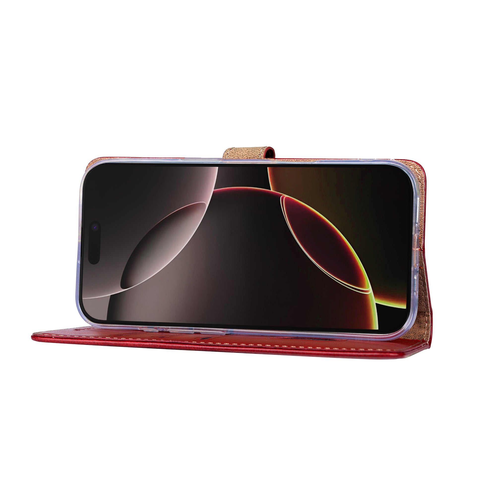 Rixus Bookcase For Apple iPhone 17 Air Dark Red