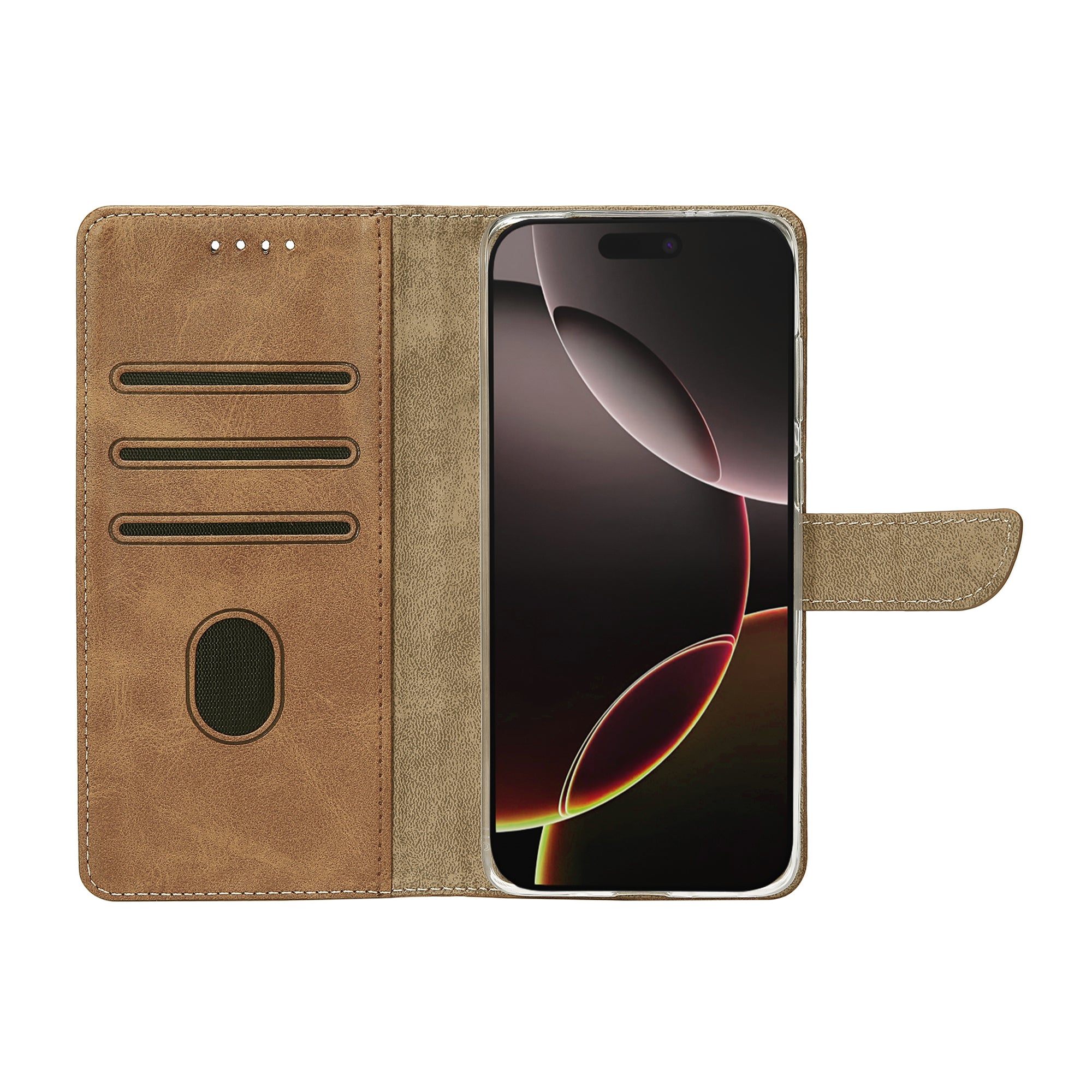 Rixus Bookcase For Apple iPhone 17 Air Light Brown