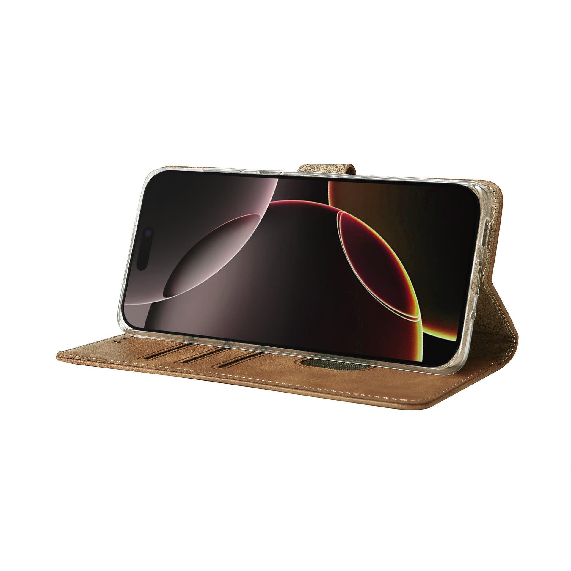 Rixus Bookcase For Apple iPhone 17 Air Light Brown