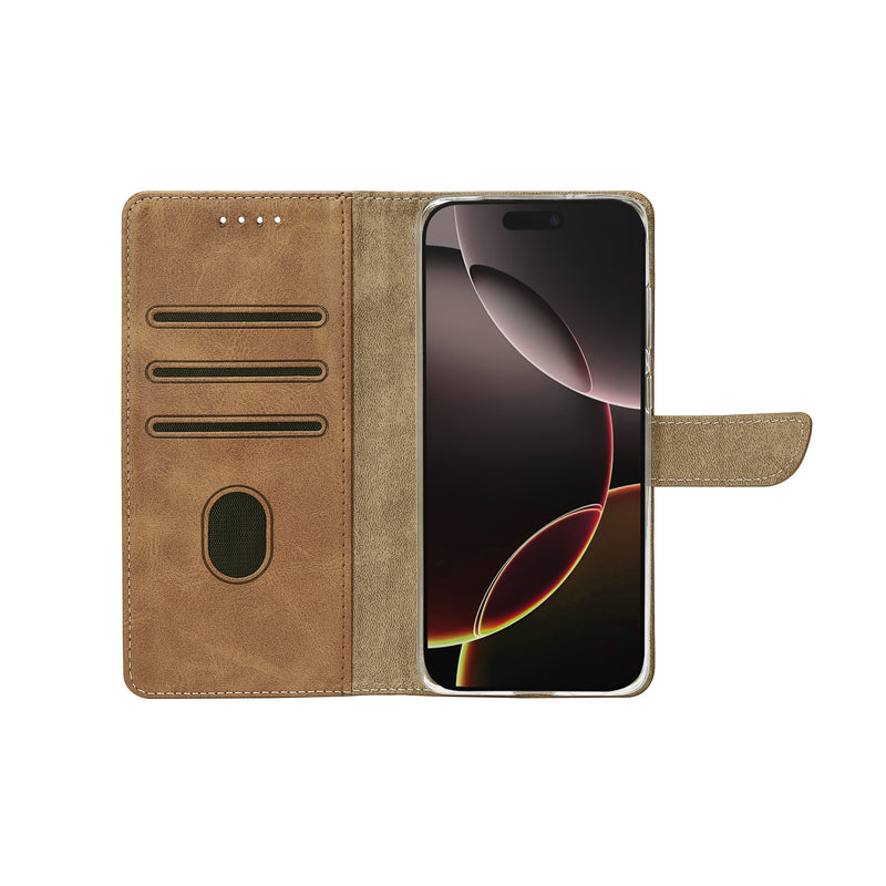 Rixus Bookcase For iPhone 17 Air Light Brown