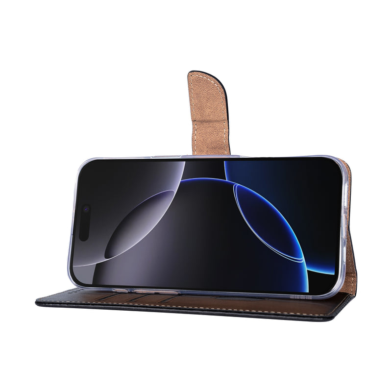 Rixus Bookcase For iPhone 17 Pro Max Black