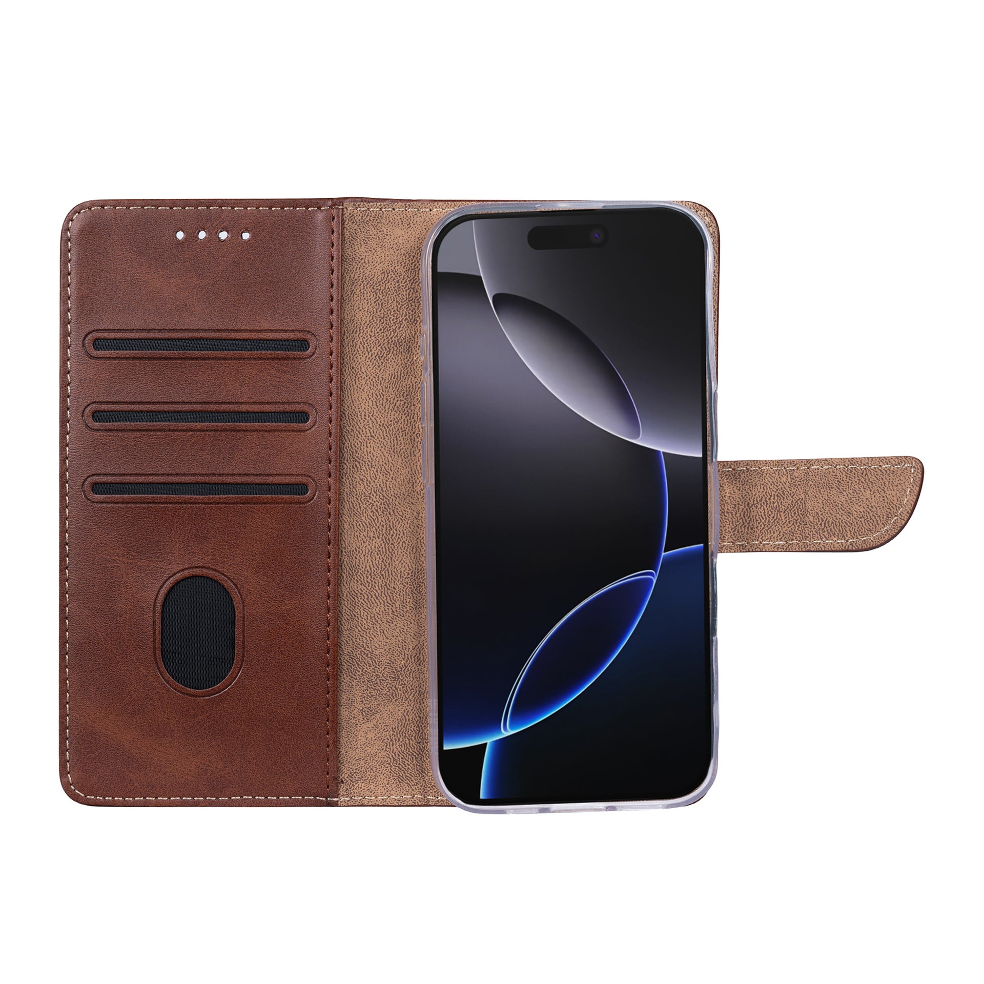 Rixus Bookcase For Apple iPhone 17 Pro Max Brown