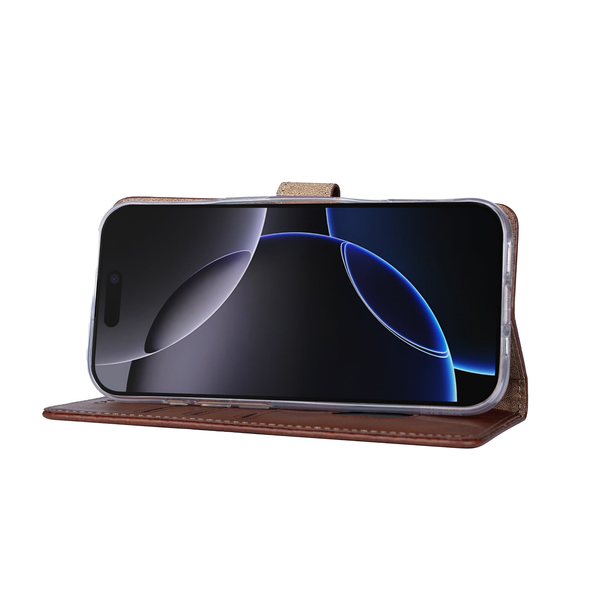 Rixus Bookcase For Apple iPhone 17 Pro Max Brown
