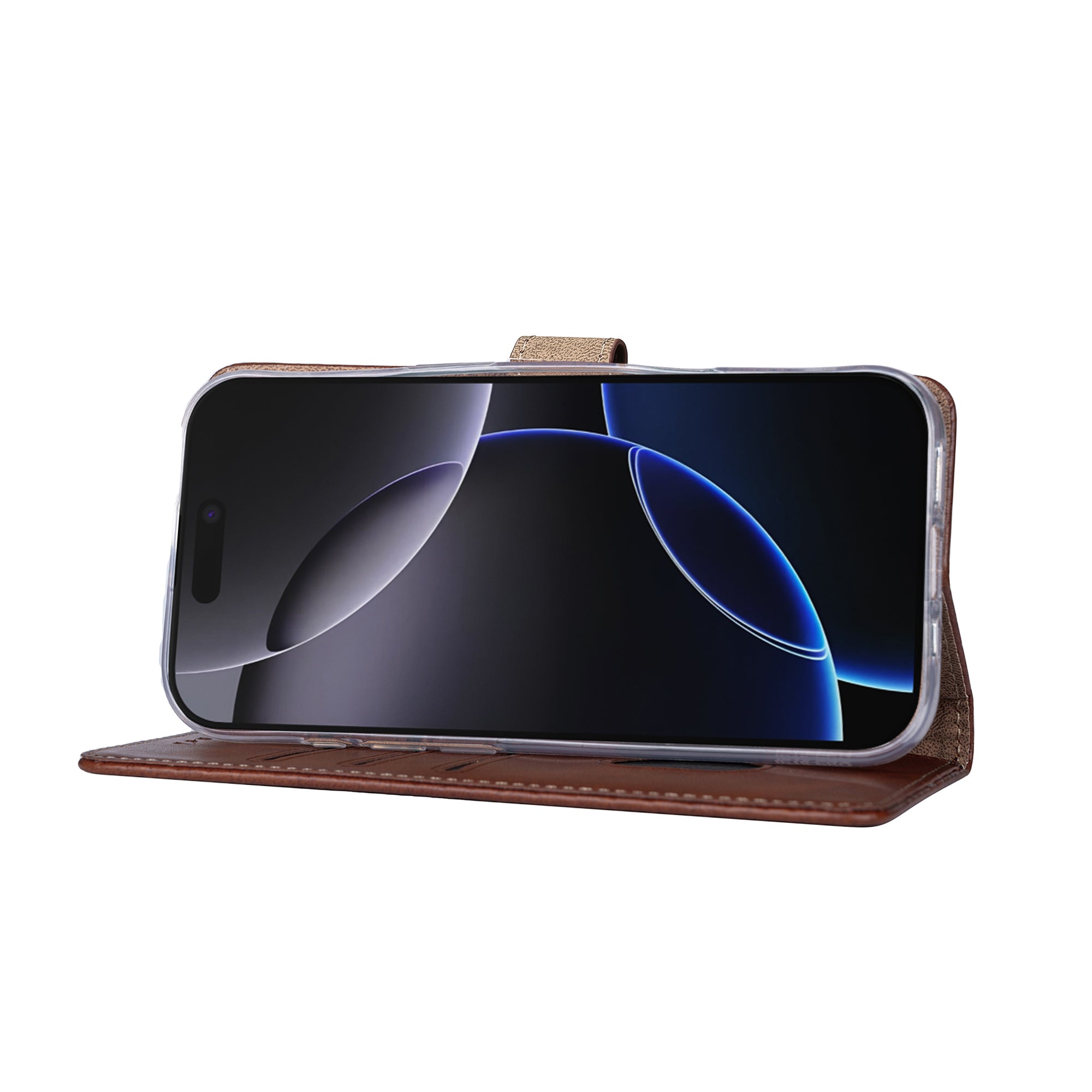 Rixus Bookcase For Apple iPhone 17 Pro Max Brown