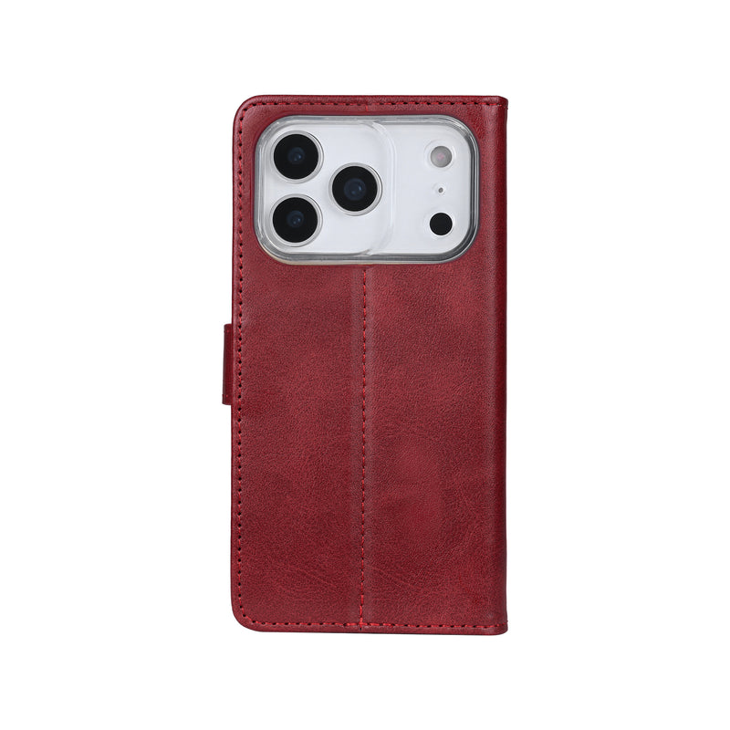 Rixus Bookcase For iPhone 17 Pro Max Dark Red