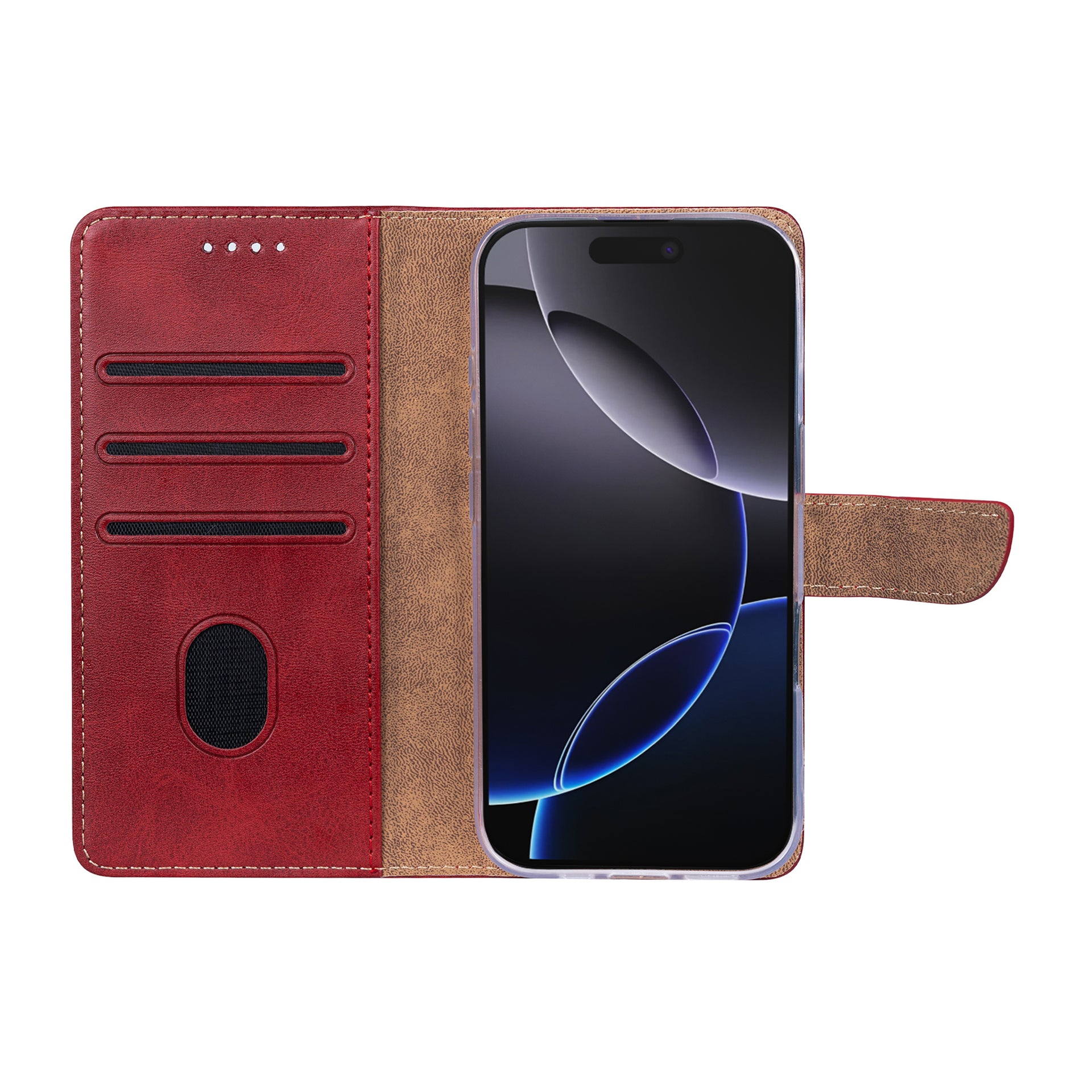 Rixus Bookcase For Apple iPhone 17 Pro Max Dark Red