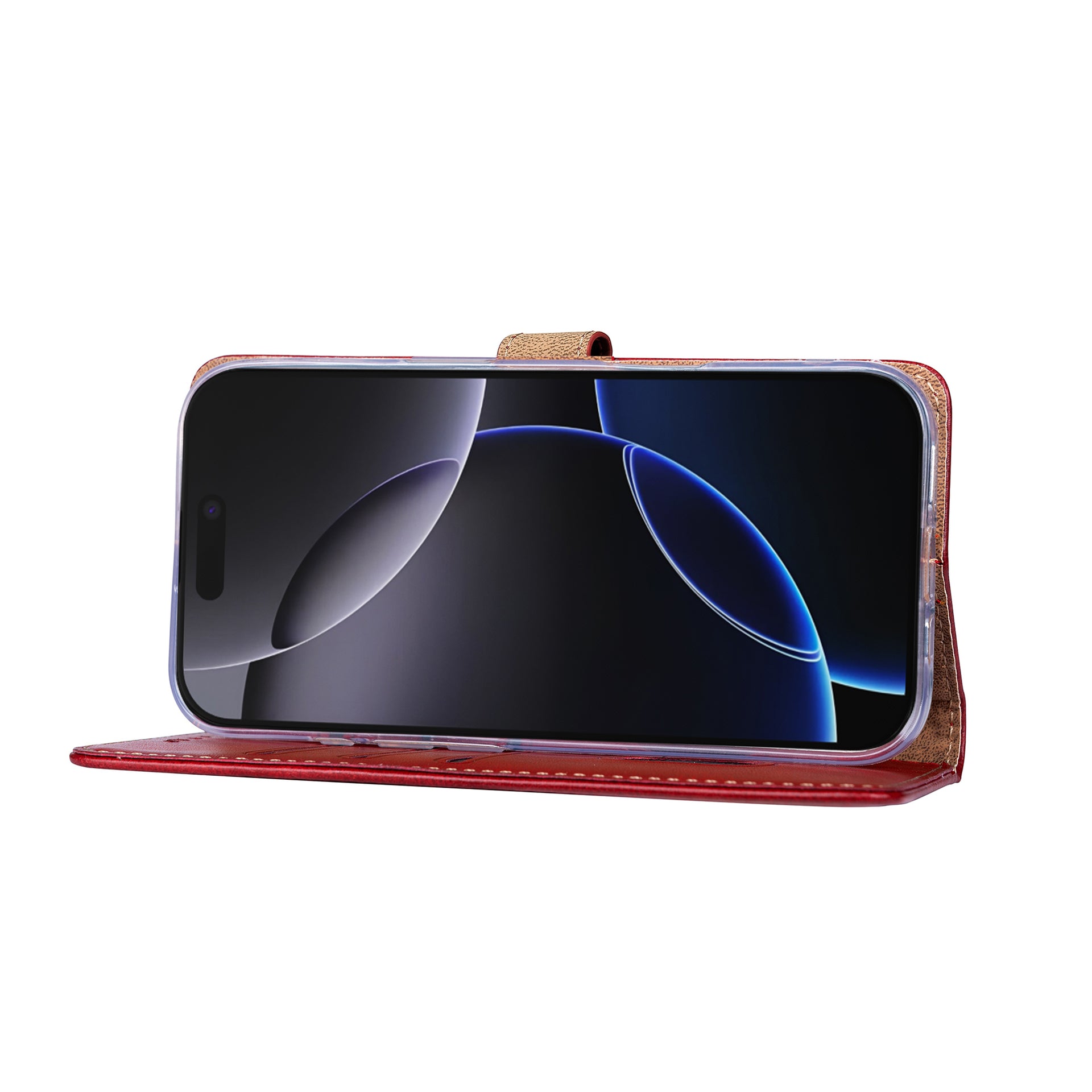 Rixus Bookcase For Apple iPhone 17 Pro Max Dark Red