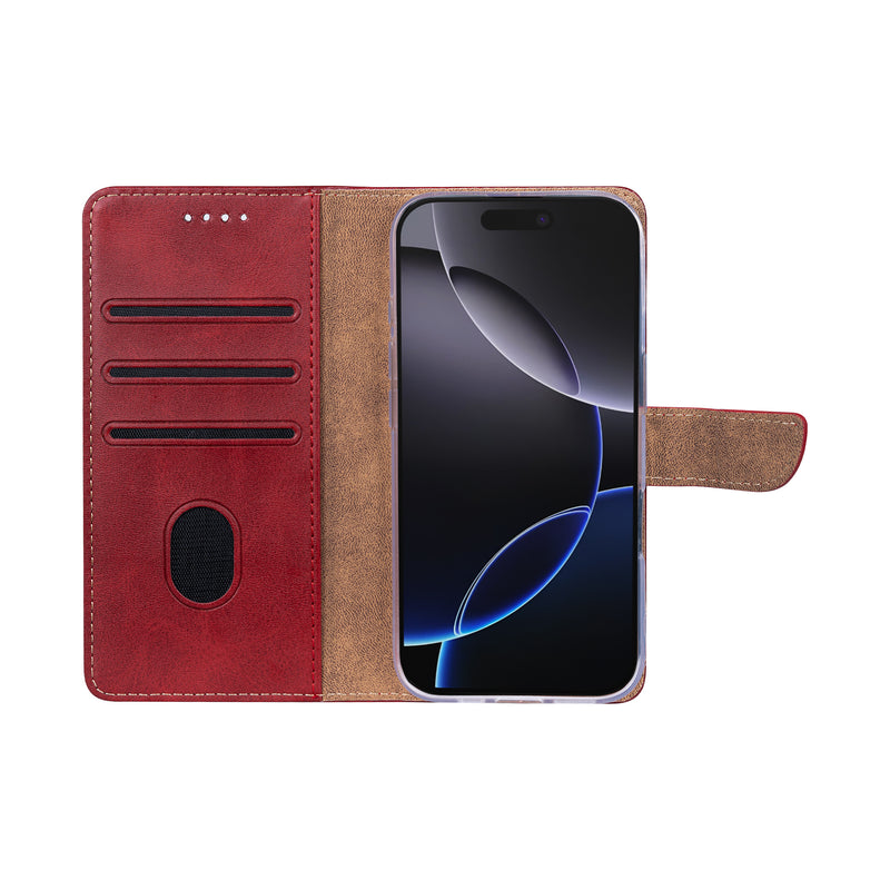 Rixus Bookcase For iPhone 17 Pro Max Dark Red