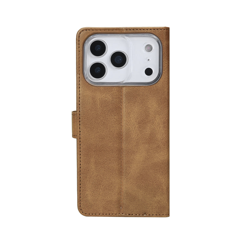 Rixus Bookcase For iPhone 17 Pro Max Light Brown