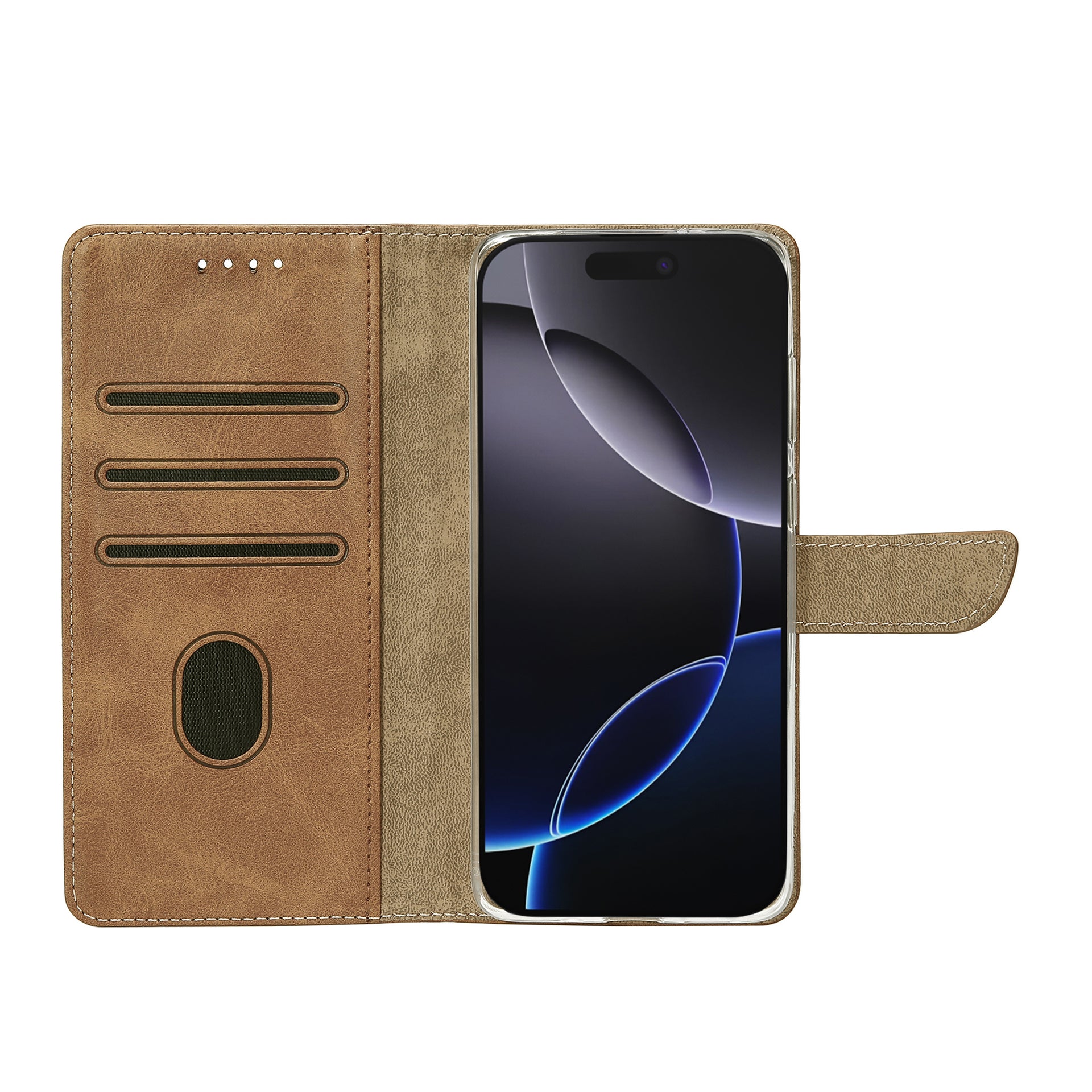 Rixus Bookcase For Apple iPhone 17 Pro Max Light Brown