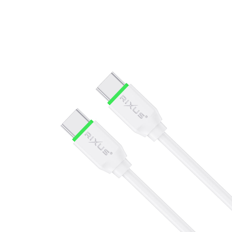 Rixus RXUC13C Fast Charging Cable USB-C To USB-C 30CM White